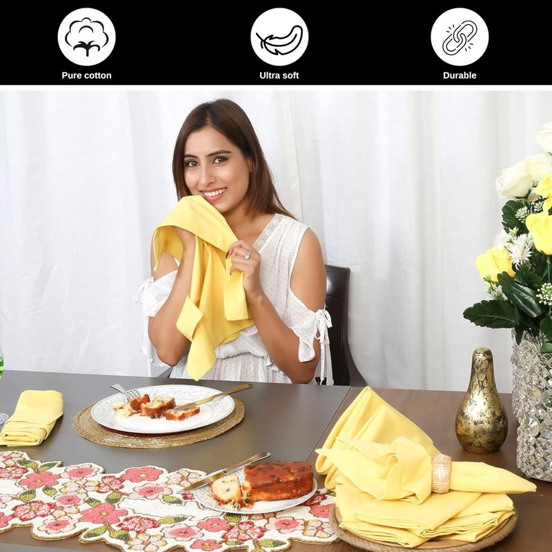 Bedding Craft Cotton Dinner Cloth Napkins Set of 12 â€“ 18x18 Sand Yellow â€“ Reusable & Machine Washable Fabric Napkins for Weddings, Restaurants & Everyday Dining - Image 4